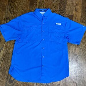 Columbia PFG Omni-Shade Tamiami Blue Fishing Shirt UV Protection Men's M